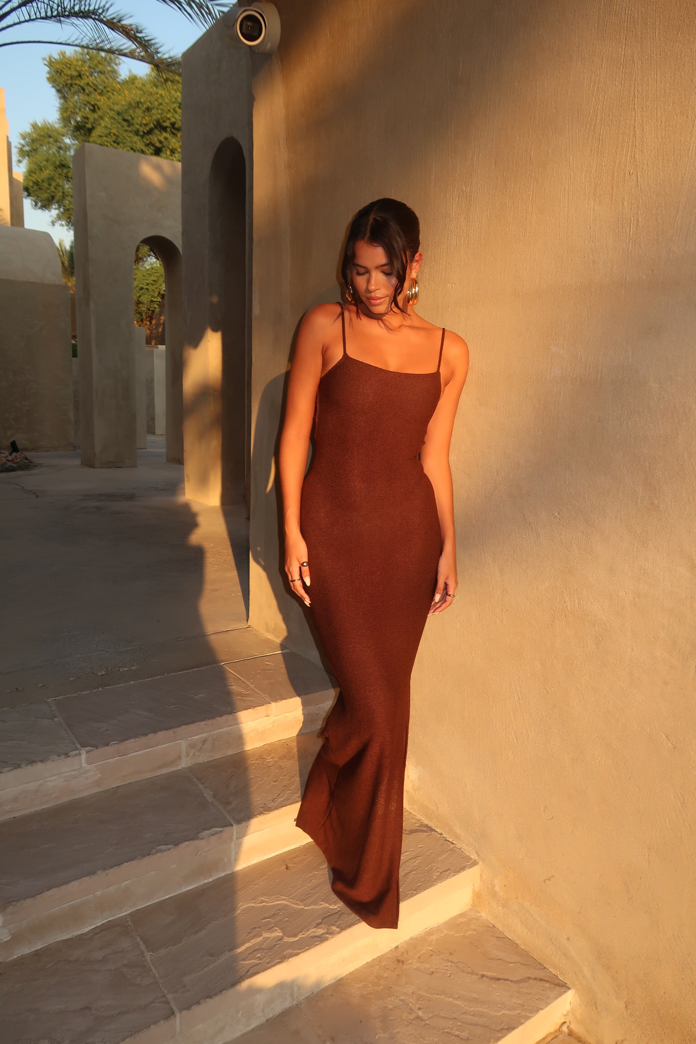 Étoile Dupont Paris | ROBE MAXI EN TRICOT CHOCOLAT