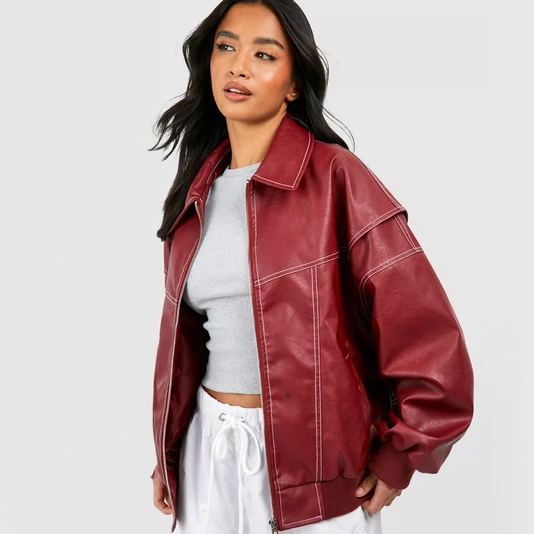 Cherry Red - ÜBERGROßE LEDERJACKE