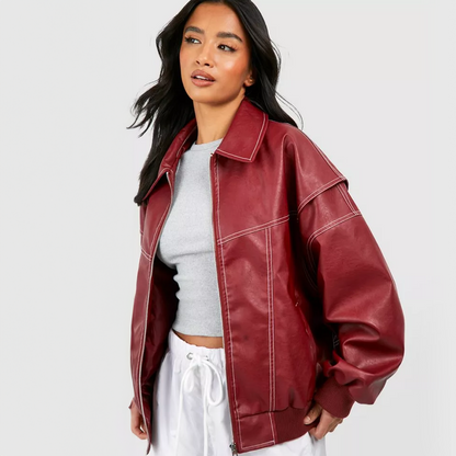 Cherry Red - ÜBERGROßE LEDERJACKE