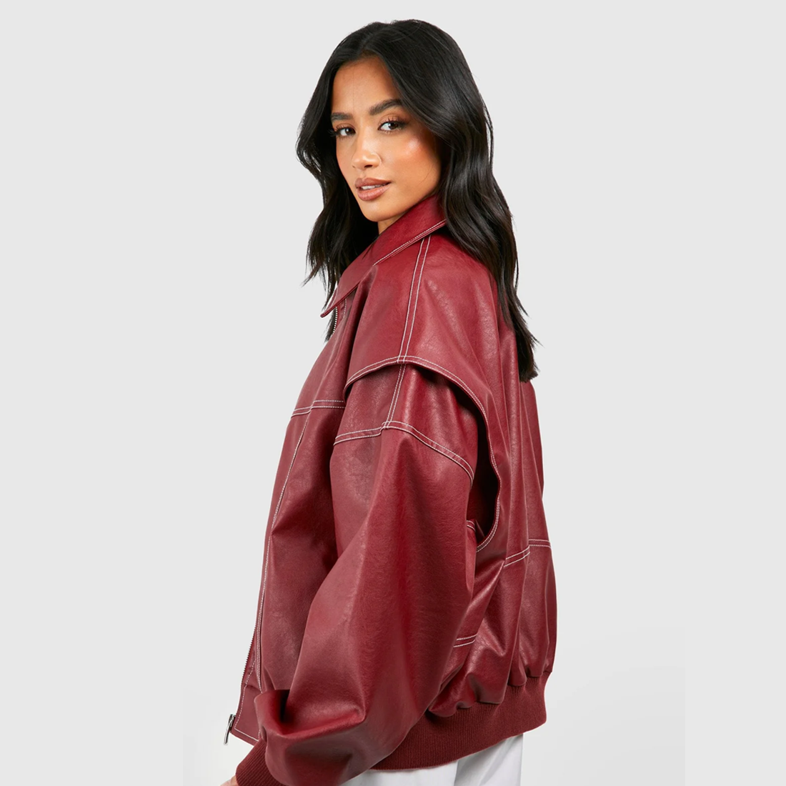 Cherry Red - ÜBERGROßE LEDERJACKE