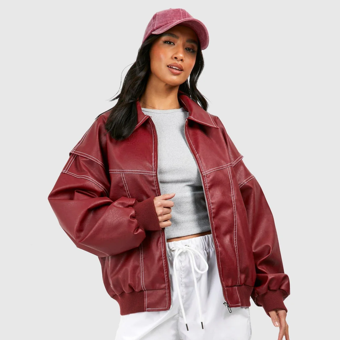 Cherry Red - ÜBERGROßE LEDERJACKE